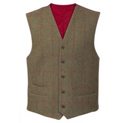 Alan Paine Combrook Mens Tweed Lined Back Waistcoat - Sage